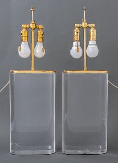 Karl Springer Modern Lucite Lamps, Pr