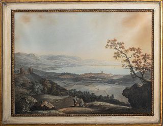 Carl L. Hackert "Vue de Geneve" Watercolor, 1782