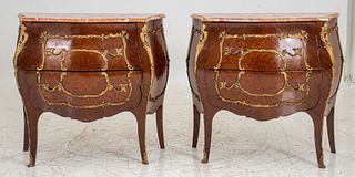 Louis XV Style Parquetry Commodes, Pair