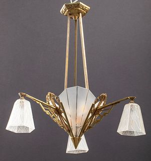 Muller Freres Style French Art Deco Chandelier