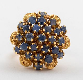 Vintage 18K Yellow Gold Sapphire Dome Ring