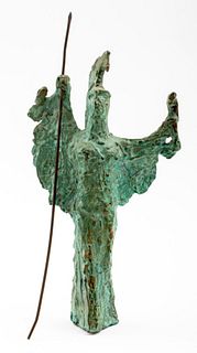 Italian Brutalist Verdigris Bronze of Minerva