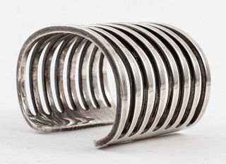 Samora Attr Modern Sterling 'Strata' Cuff Bracelet