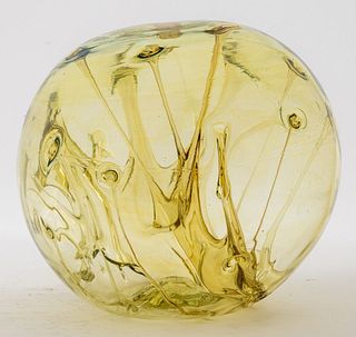 Peter Bramhall Postmodern Art Glass Orb Sculpture