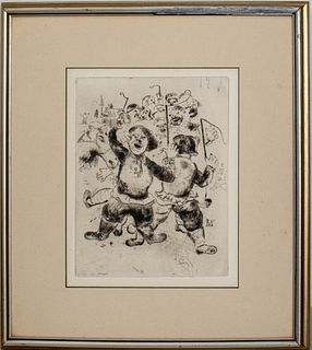 Marc Chagall "Crowd of Peasants" Etching