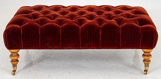 19th Century Style Russet Velvet Upholstered Bench