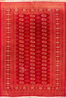 Vintage Red Wool Bokhara Rug