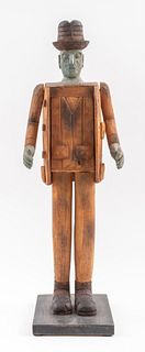 Articulated Folk Art Painted Wood Carving of a Man