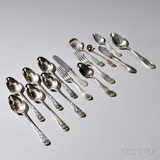 Forty-five Pieces of American Silver Flatware