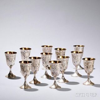 Twelve S. Kirk & Son Sterling Silver Goblets