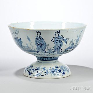 Tin-glazed Earthenware Footed Punch Bowl