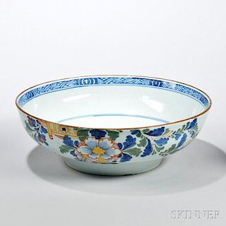 Tin-glazed Earthenware Polychrome Enamel-decorated Punch Bowl