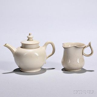 Two Small White Salt-glazed Stoneware Items