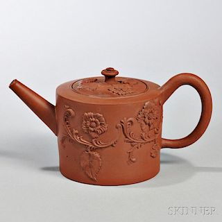 Red Stoneware Teapot and Cover