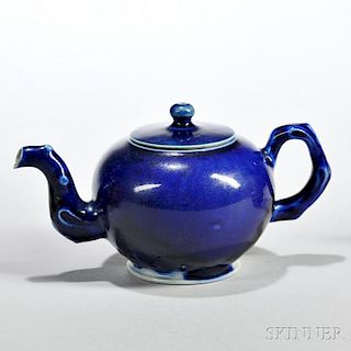 Littler's Blue   Decorated White Salt-glazed Stoneware Teapot and Cover