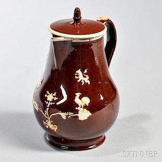 Glazed Red Earthenware Milk Jug and Cover