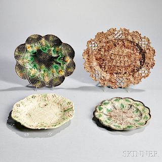 Four Staffordshire Creamware Dishes