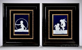 Pair of French Pate-sur-Pate Decorated Porcelain Plaques