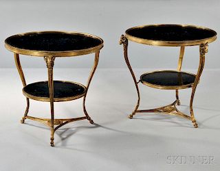 Pair of Louis XVI-style Gilt-bronze and Marble Gueridons