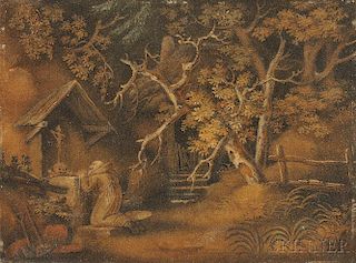 Attributed to Benjamin Zobel  (German, 1762-1831)      Hermit Monk, possibly St. Jerome, in Prayer at a Wilderness Shrine