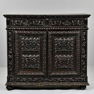 Continental Iberian-style Carved Two-Door Cabinet
