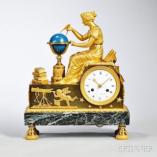 Empire Gilt-bronze Astrological-theme Mantel Clock