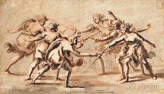 Continental School, 18th Century      Six Figures Fighting with Swords/Possibly the Horatii and the Curiatii