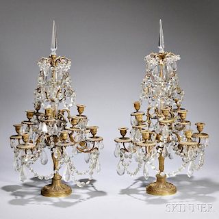 Pair of Louis XVI-style Twelve-light Bronze Candelabra