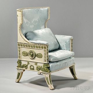 Gustav IV-style Green- and White-painted Bergere