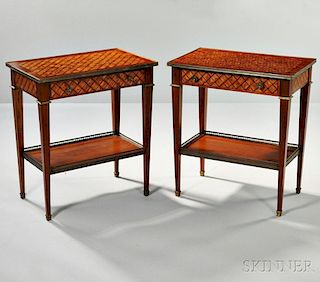 Pair of Louis XVI-style Parquetry Tables