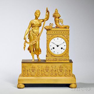 Empire Gilt-bronze Figural Mantel Clock