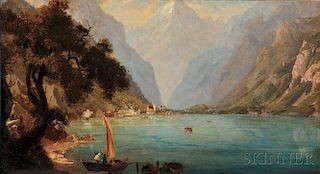 German or Austrian School, 19th Century      Alpine Lake Scene