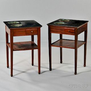 Pair of Louis Philippe Marble-Top Mahogany Planter Tables