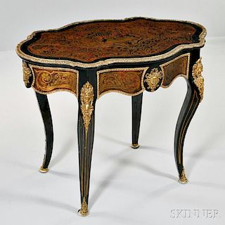 Napoleon III-style Ebonized Brass-inlay Faux Boulle Writing Table