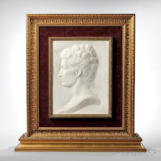 English School, Late 19th Century       White Marble Portrait Plaque of a Woman