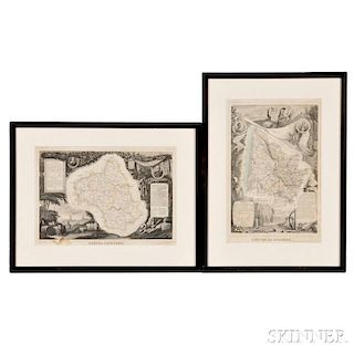 After Victor Levasseur (French, 1800–1870)      Two Framed Maps: Department de L'Aveyron