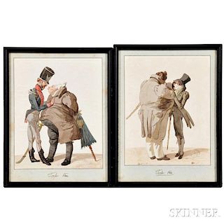 Adam Töpffer (Swiss, 1766-1847)      Two Caricature Sketches