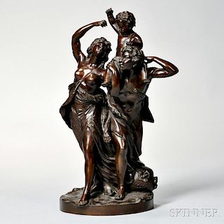 After Claude Michel Clodion (French, 1738-1814)       Bronze Figural Depiction of Bacchantes - The Family