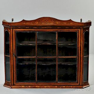 Dutch Marquetry Fruitwood Hanging Wall Cabinet