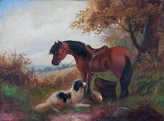 Artist Unknown, (English School, Late 19th century), Horse with Spaniel (two works)