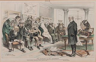 * A 19th Century American Political Cartoon 12 1/2 x 19 inches.