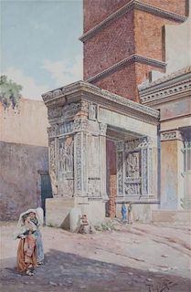 * Roberto Giglio, (Italian, 1846-1922), Maidens in an Italian Ruin Landscape