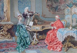Guiseppe Micali, (Italian, 1866-1944), Musicians Playing for the Pope