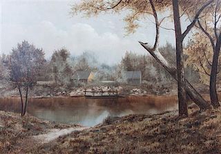 Continental School, (19th/20th century), Autumn Lake Landscape