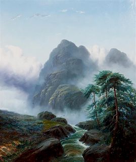 * Edwin A. Penley, (British, 1826-1893), Mountain Landscape