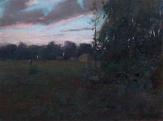 * Gustav Wolff, (German/American, 1863-1935), Figures in Landscape at Sunset