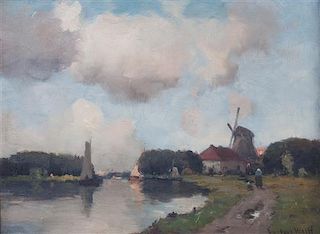 * Gustav Wolff, (German/American, 1863-1935), Landscape with Windmill