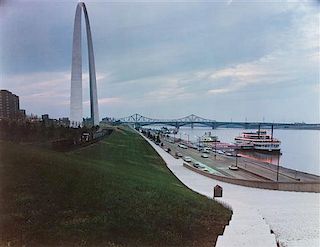 Joel Meyerowitz, (American, b.1938), The Arch, Riverboats, 1978 (#12 from the portfolio of twelve, St. Louis and the Arch)