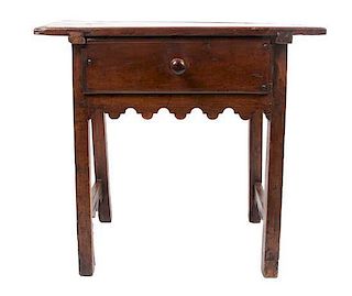 * An Early French Walnut Work Table Height 31 x width 33 3/4 x depth 21 inches.