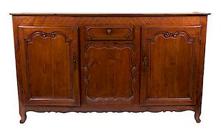 * A French Provincial Walnut Sideboard Height 44 1/4 x width 77 x depth 19 1/4 inches.